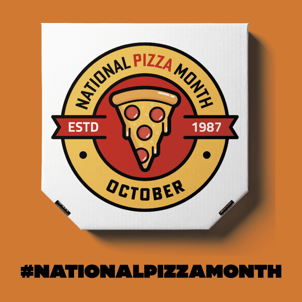 pizza box, National Pizza Month, social graphic