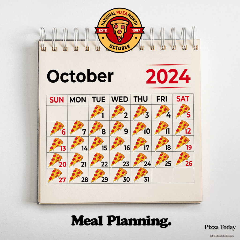 pizza calendar, National Pizza Month, social graphic